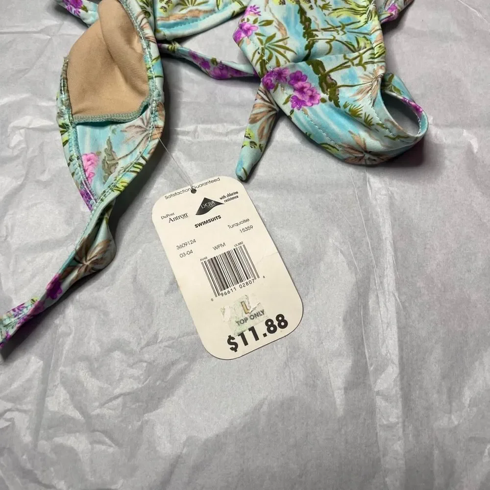 Y2K No Boundaires Floral Tropical Halter Bikini Top